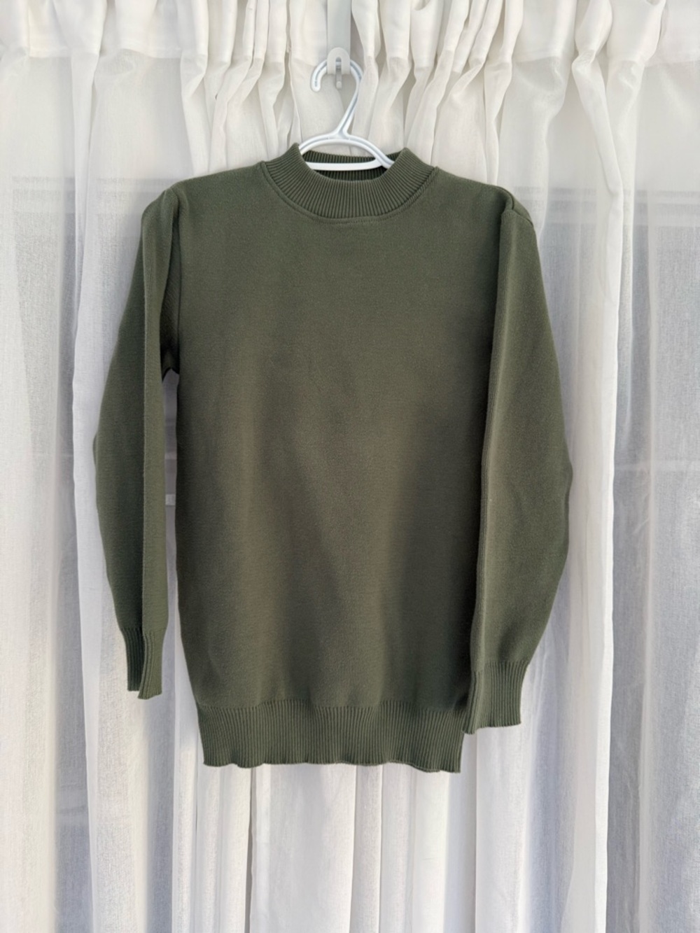 Men's Olive Crewneck Sweater - Minimal Knit